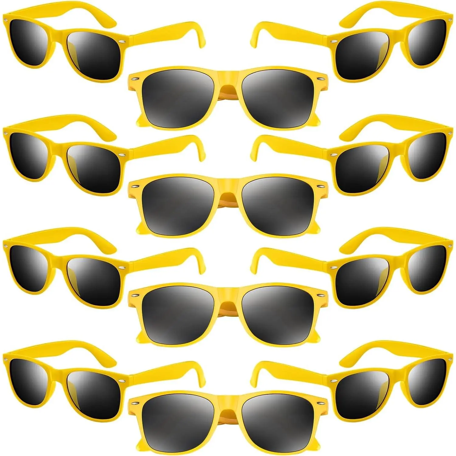 6 Pack Yellow Neon Sunglasses - Retro Colorful Party Glasses for Adults Men Women, Birthday Wedding Summer Beach Pool Party SuppliesGift