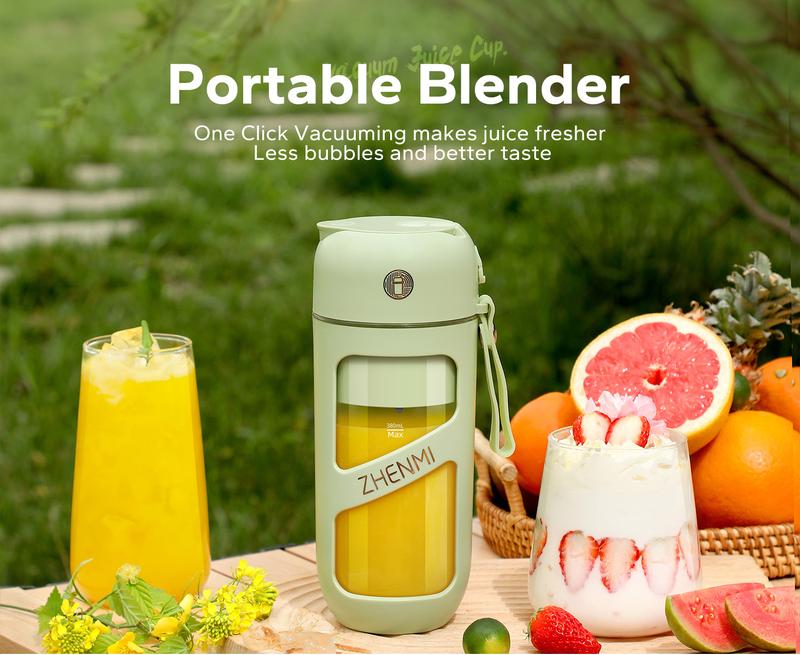 ZHENMI Portable Blender Personal Size Blender - 13 Oz Blender for Juice，Shakes and Smoothies, Mini Blender with 12 Blades, Suit for Kitchen, Travel, Gym