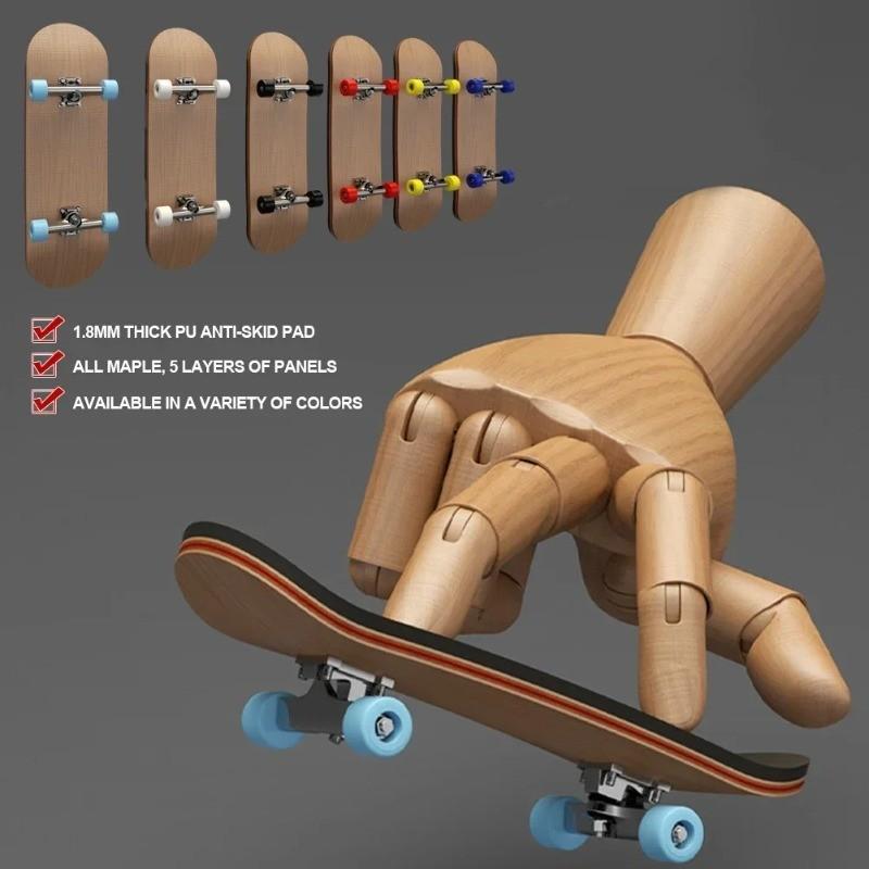 Finger Skateboard Wooden Fingerboard Toy, Professional Stents Fingers Skate Set, Novelty Children Christmas Gift, 1set