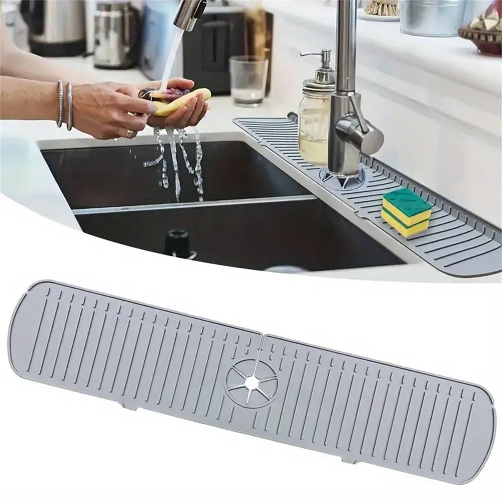 Silicone pad, silicone faucet water collection pad, kitchen sink anti-leakage drying pad, anti-slip drainage and splash-proof guard water collection pad, exquisite faucet kitchen accessories, household appliances, dishcloth holder