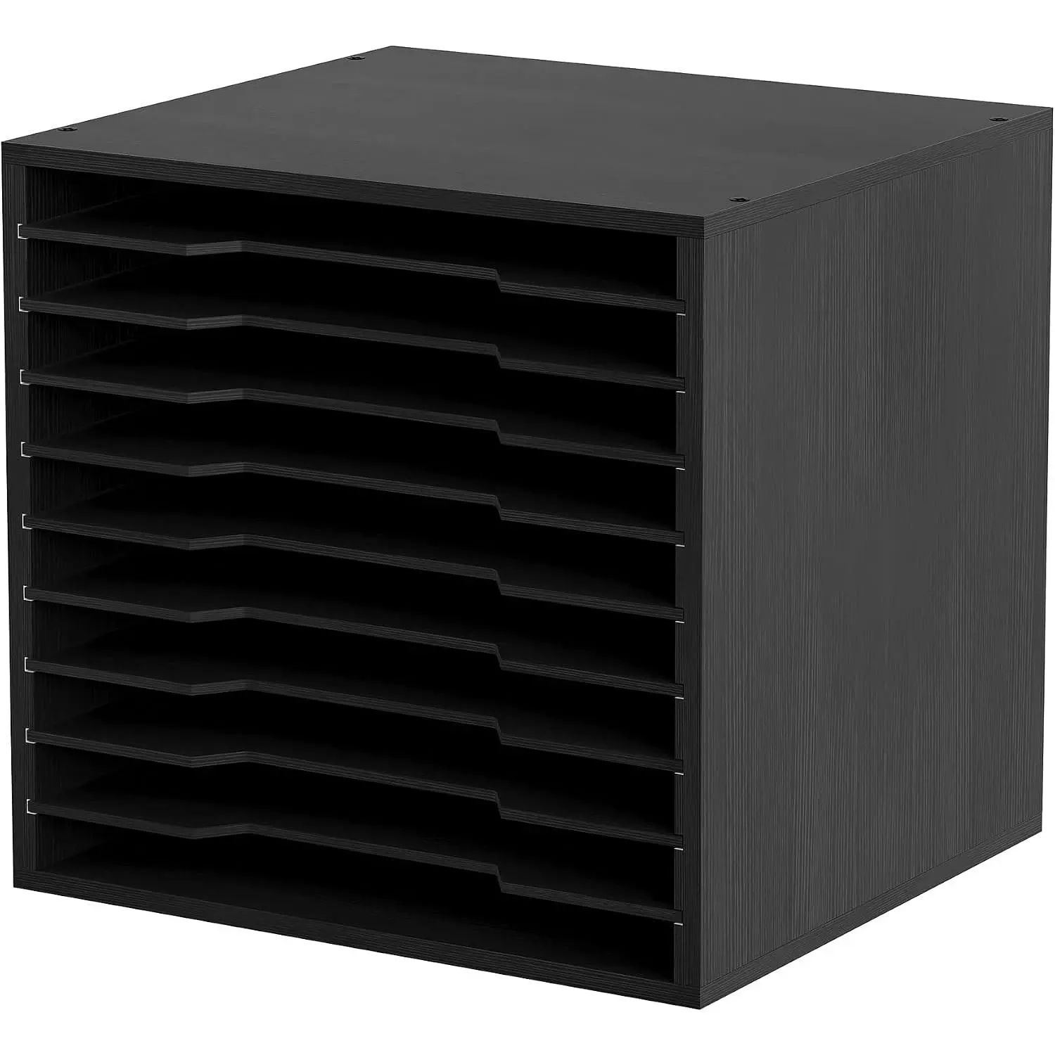 Scrapbook Paper Storage Organizer for Craft Room, 12x12 Paper Storage Desk Shelf, 10 Slot Adjustable File Sorter for Office School Classroom, Black