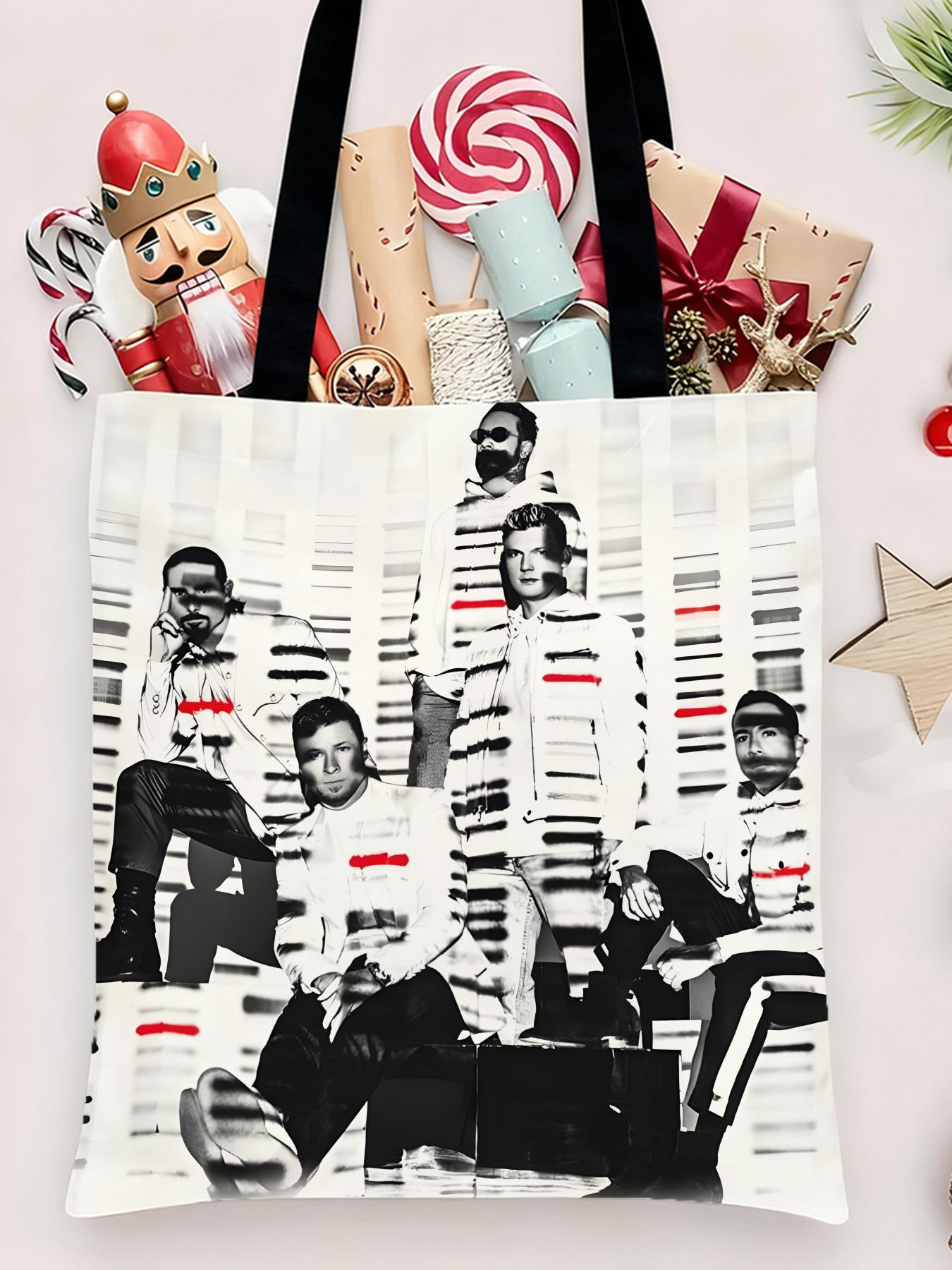 Backstreet Boys band Storage Bags Canvas Shopping Bag Christmas Party Tote Women's Handbag Festive Large Capacity Bag for Outdoor Picnic Party Travel Shopping Anime Crossbody Bags for Boys Girls Students Simple Tote