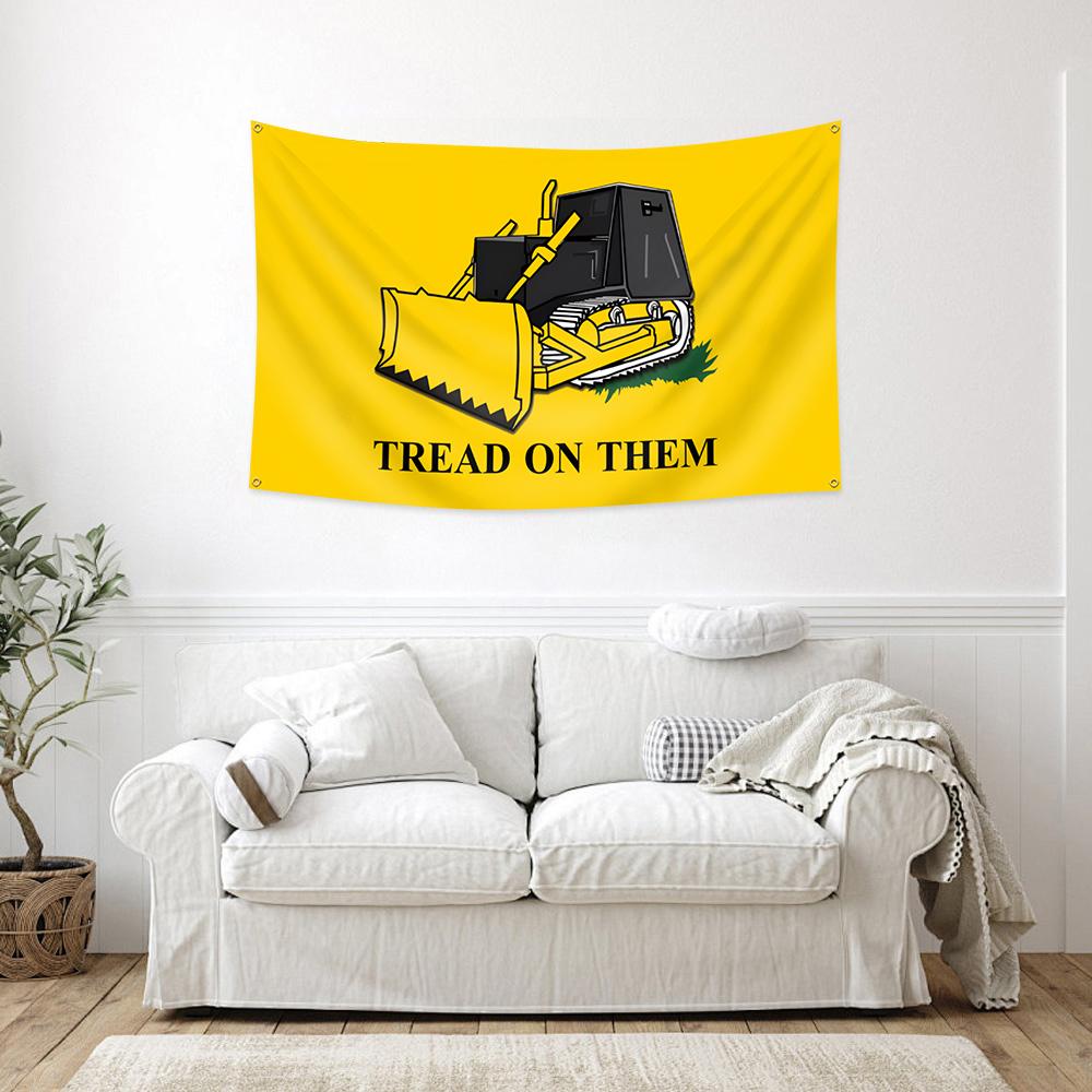 Tread on Them Killdozer Flag Banner 3x5 Ft, Vibrant Print, Indoor Bedroom Dorm Man Cave Decor, Outdoor Wall Hanging Decoration