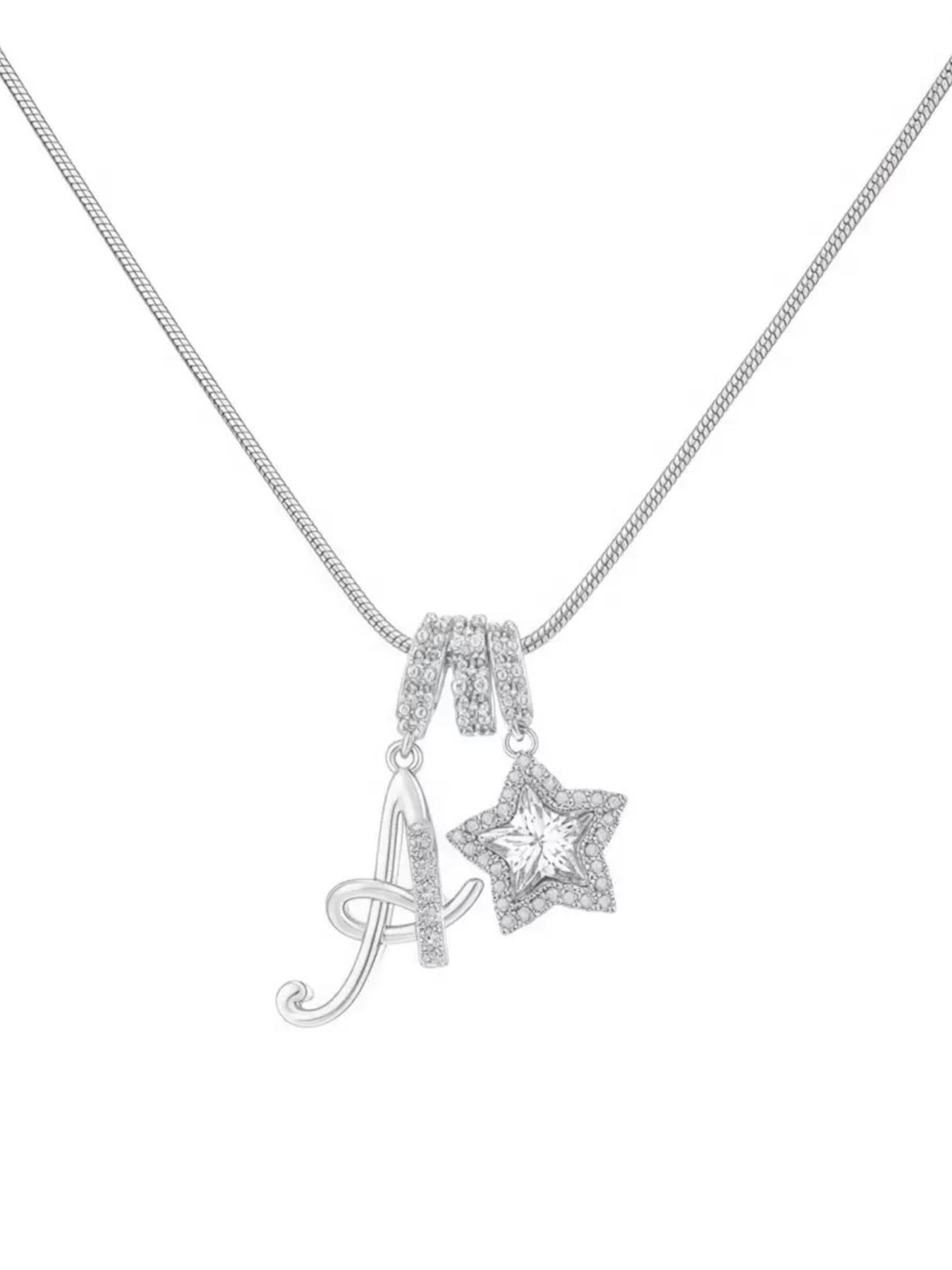 Elegant Sweet 26 Letter Zirconia Star Pendant Necklace, Necklace Initial, High End Necklace, Perfect Gift for Mom Or Girlfriend for Valentine's Day, Mother's Day & Birthdays, Personalized Jewelry Gift