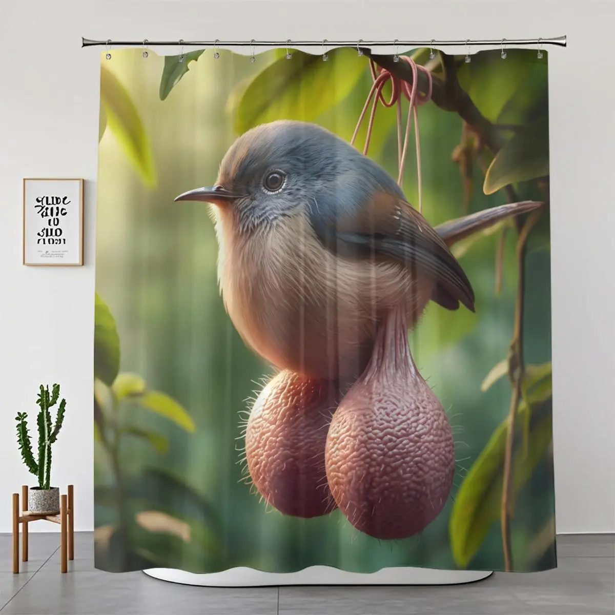 Animal Accent Decorative Shower Curtain Set - 1/4 Pcs Waterproof Washable Fabric Bath Decor, Funky Bathroom Accessory, Gag Gift for Home Styling (Shower Curtains for Bathroom)