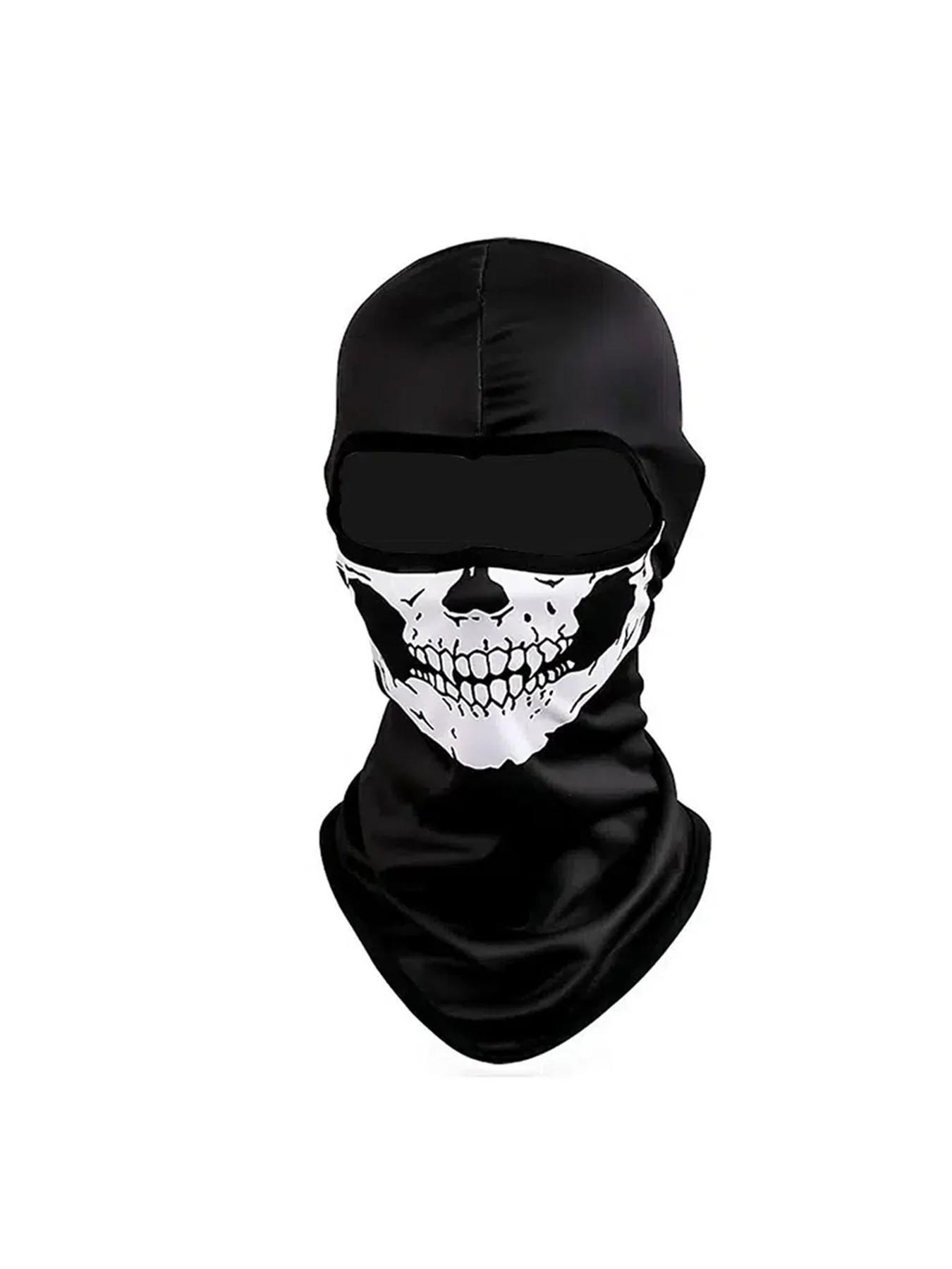 Halloween Spooky Skull Print Balaclava Costume, Ghost Full Face Motorcycle Mask, Outdoor Riding Men's Hat, Ski Cap, Role Play Gear, Party Accessory, Themed Headwear, Mask Cosplay