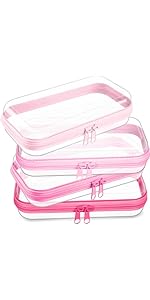 4 Pcs Hard Clear Zipper Case Makeup Bags Plastic Zipper Pouch Transparent Storage Box Containers for Cosmetics, Snacks, Building Blocks, Puzzles(Clear,5 x 3 x 2 in,Multicolor)