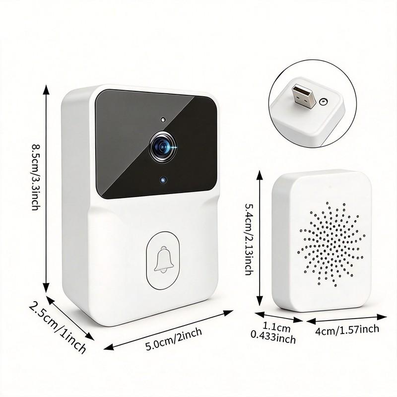 Mini 2.4g WiFi Doorbell with Camera, Smart Home Security Camera, Two-Way Voice, Remote Viewing, Night Vision, Rechargeable Battery