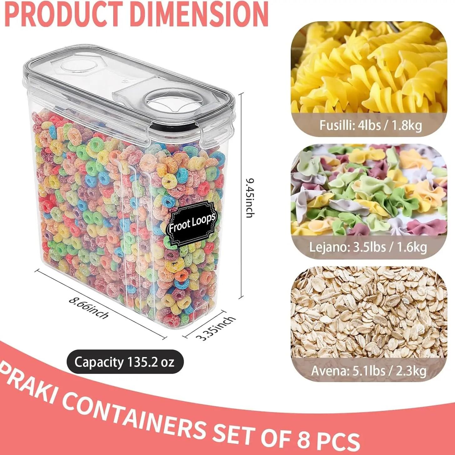 Airtight Food Storage Container Set with Lids, 4L Capacity, Ideal for Kitchen Pantry Organization, Includes Labels and Marker