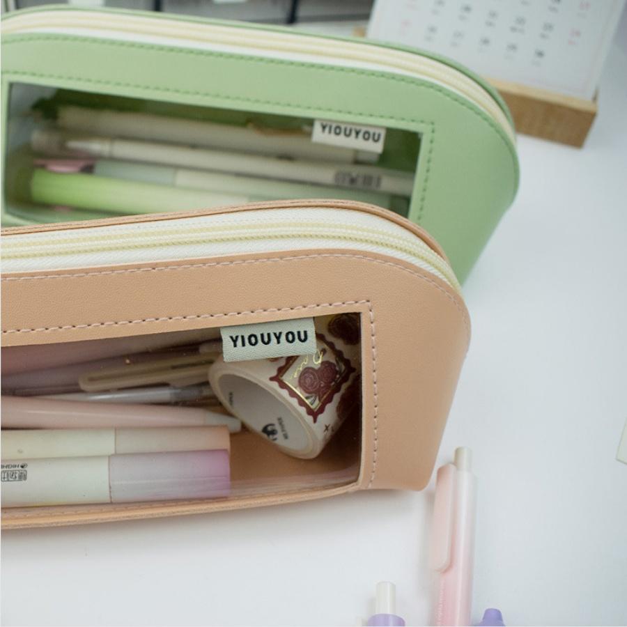 New Shell Transparent Pen Bag, Unisex Japanese Style, Large Capacity, High Aesthetic, Simple Design, Slight Color Difference