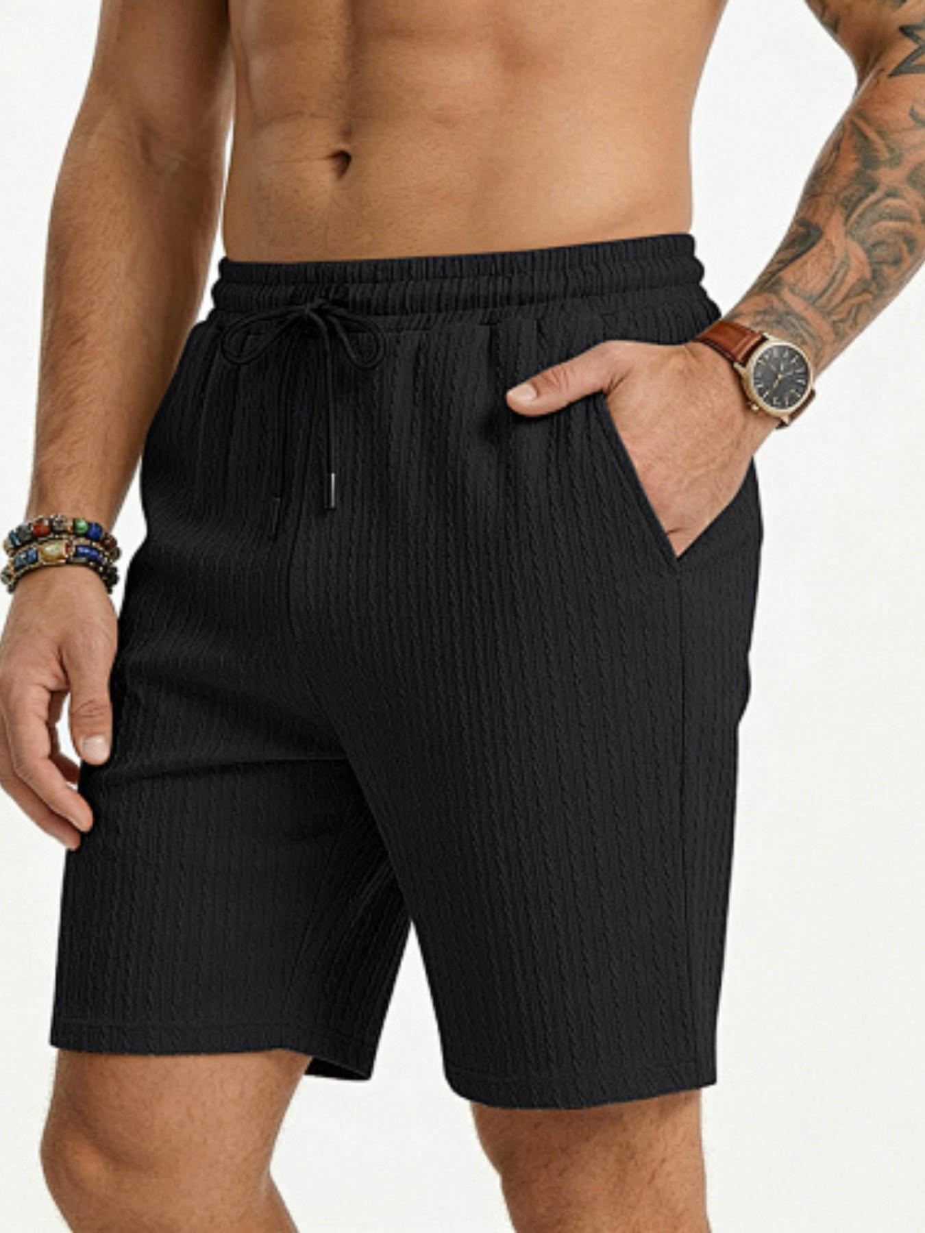 Men's Summer Three-Dimensional Texture Loose Five-Panel Shorts! Elastic drawstring waistband for non-restrictive fit, breathable and quick-drying, ideal for home, vacation, and daily wear