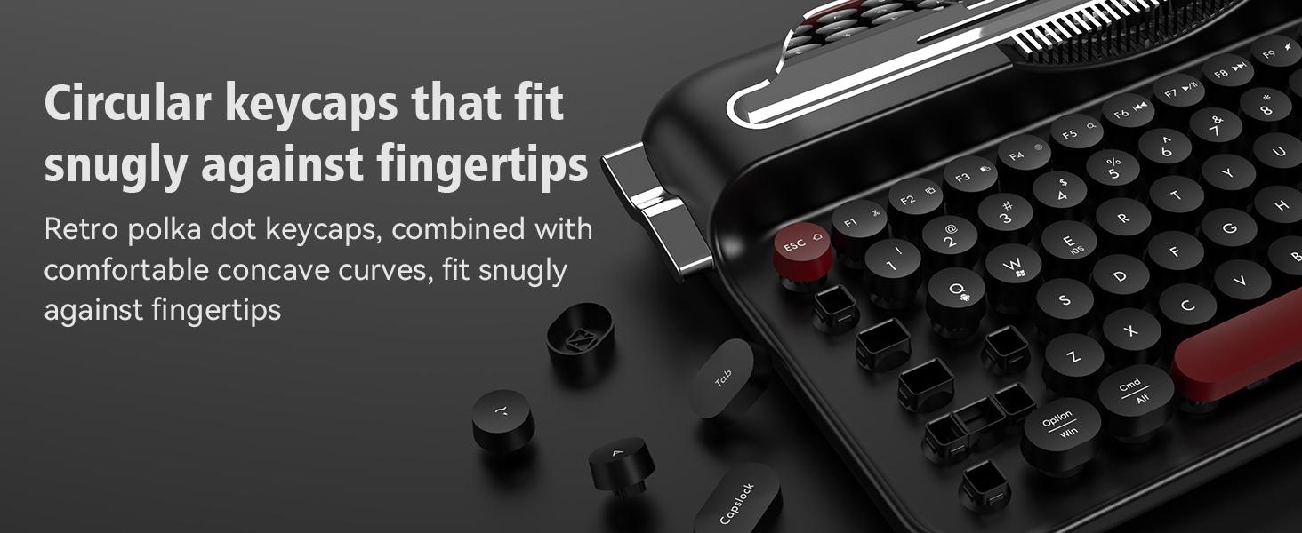 AF84 membrane keyboard wireless dual-mode 2.4G+Bluetooth AJAZZ office keyboard dual color circular keycap retro typewriter keyboard with grooves for placing mobile phones and tablets, high-value girl gift, self provided AAA battery * 2