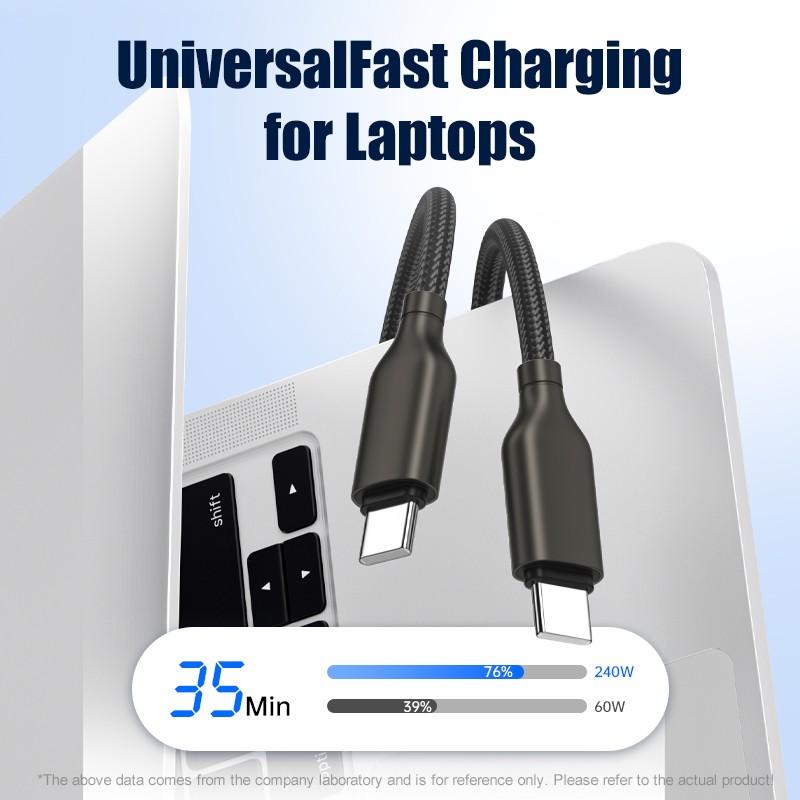 240w Super Fast Charging Cable, Type-C to Type-C, Data Transfer, Car Charger, Compatible with Apple, Android, Huawei, Xiaomi, Samsung, Oneplus, Vivo, Oppo