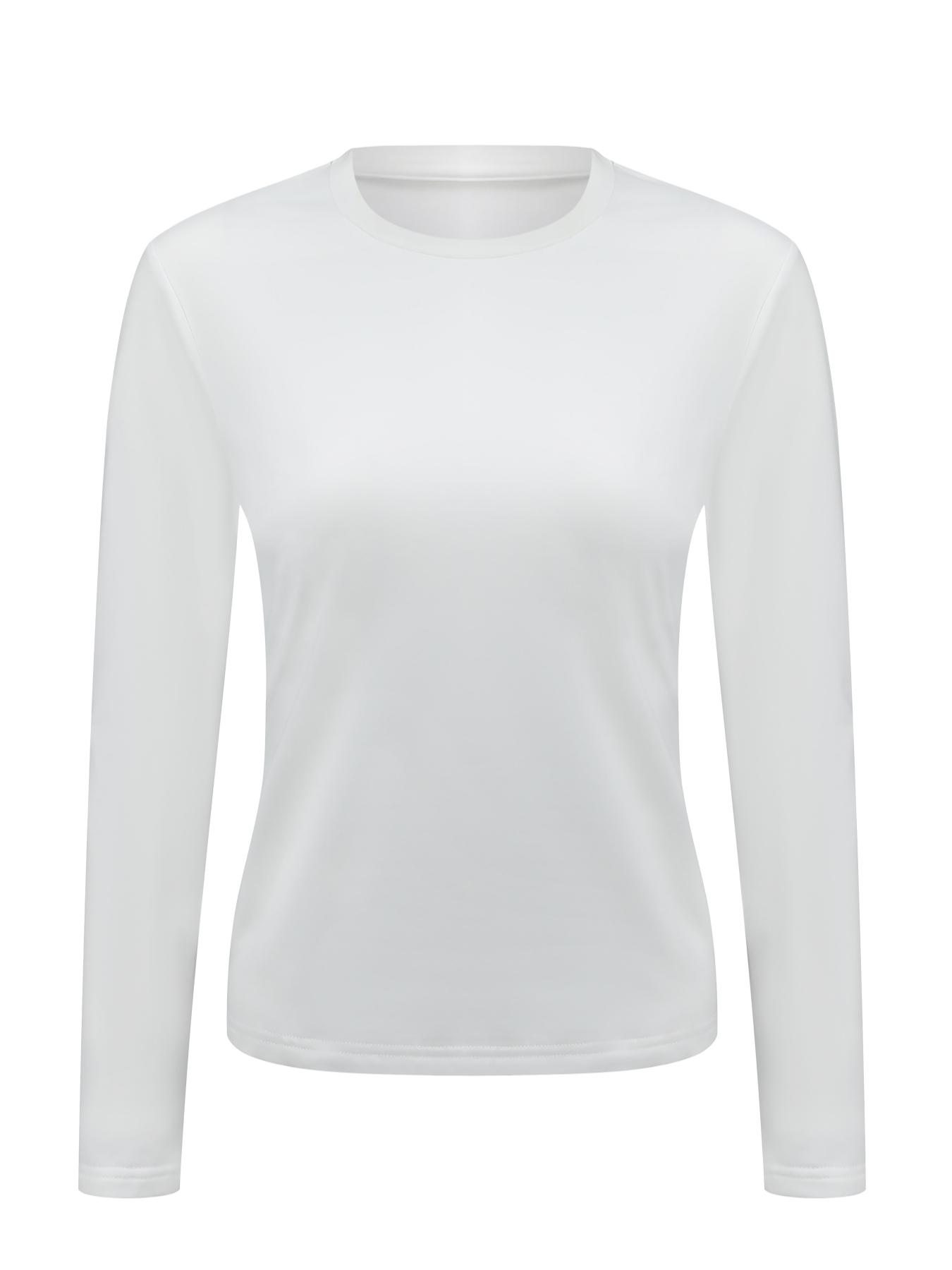 2-Pack Women's Thermal Underwear Tops, Solid Color Classic Crew Neck Long-Sleeve Fitted Base Layers for Autumn & Winter - Ideal as Running, Hiking Activewear, Comfortable Base Layer Tees Suitable for Outdoor Activities