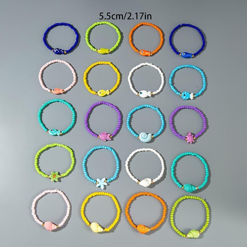 Women's 20pcs Colorful Bracelet Set - Stackable Beach Charm Arm Candy with Round Beads and Ocean Charms for Vacation & Casual Wear, Daily Wear, Colorful Beads, Arm Candy Accessories, Bracelet Stacking, Bracelets