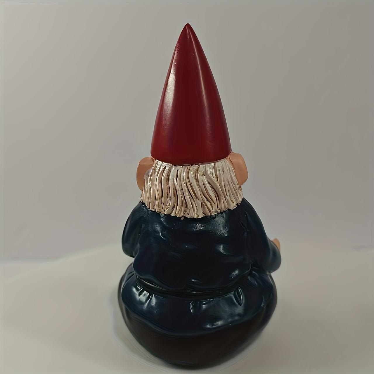 Smoking gnome garden statue-resin gnome sculpture, suitable for outdoor decoration, perfectly matched with courtyard and lawn-charming fairy tale theme