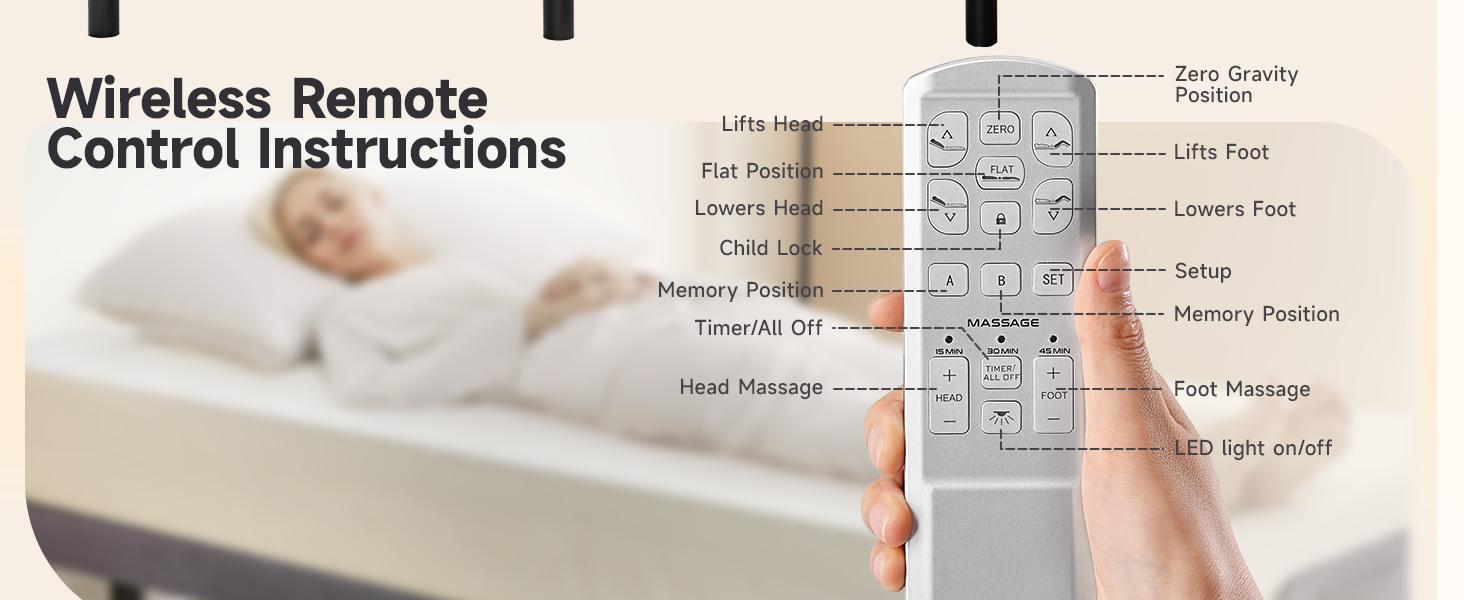 ONBRILL Twin/Queen Adjustable Bed Frame with Wireless Remote, Electric Bed Base w/3 Massage Modes, Zero Gravity Bed, Head and Foot Incline, 3 Mins Fast Assembly, 2 USB Ports, Memory Pre-Sets, Anti-Snore ONBRILL Twin/Queen Adjustable Bed Frame with Wireless Remote, Electric Bed Base w/3 Massage Modes, Zero Gravity Bed, Head and Foot Incline, 3 Mins Fast Assembly, 2 USB Ports, Memory Pre-Sets, Anti-Snore