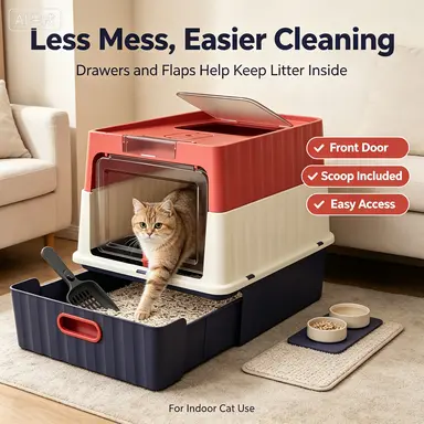 Extra-large fully enclosed deodorizing cat litter box, drawer-type sterilizing and splash-proof toilet, pet supplies wholesale