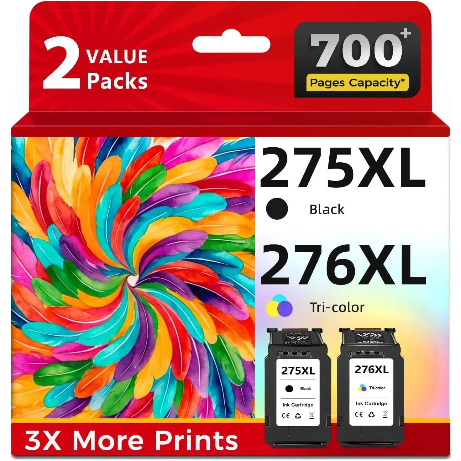 275XL 276XL Ink Cartridges Replacement for Canon Ink 275 276 Cartridge | Work for PIXMA TS3522 TR4720 TR4722 TS3520 TS3500 TR4700 TS3700 TS3720 TS3722 Printer (Black Color 2-Pack)
