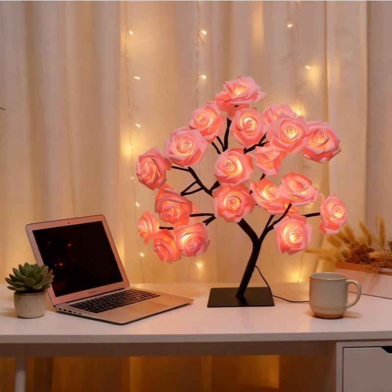 Base LED Small Branch Lights, Realistic Tree String Lights, Rose Flower Maple Leaf Tree Decorative Lights, Home Decoration