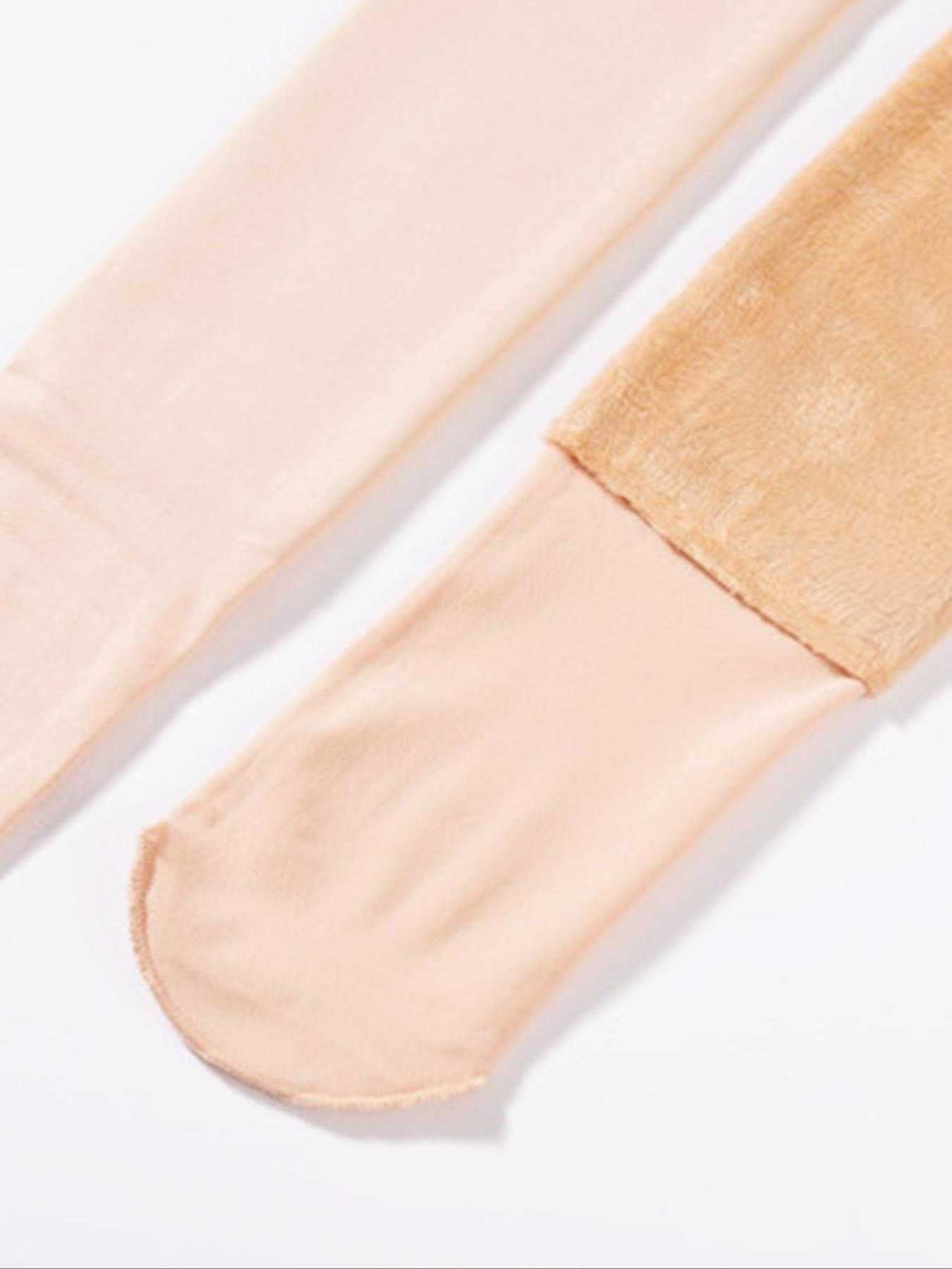 Women's Skin Tone Faux Fur Lined Tight Stocking, Fall & Winter Warmth, Casual Drop Waist Design, Perfect for Cold Weather