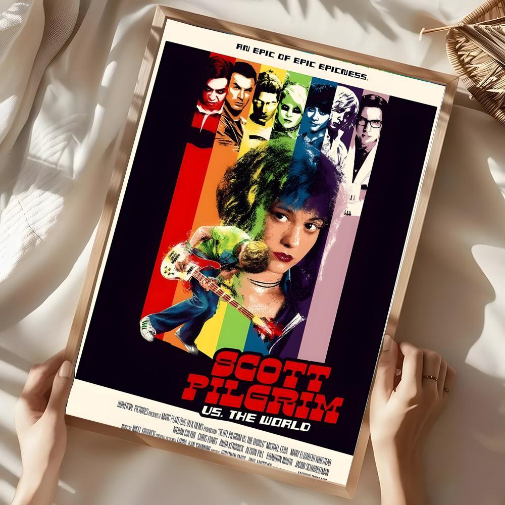 S-Scott P-Pilgrim vs. the World Poster Illustrations Wall art print art suitable for living room bedroom bar parlor home decoration gift  Custom Photo Poster  Personalized Wall Art
