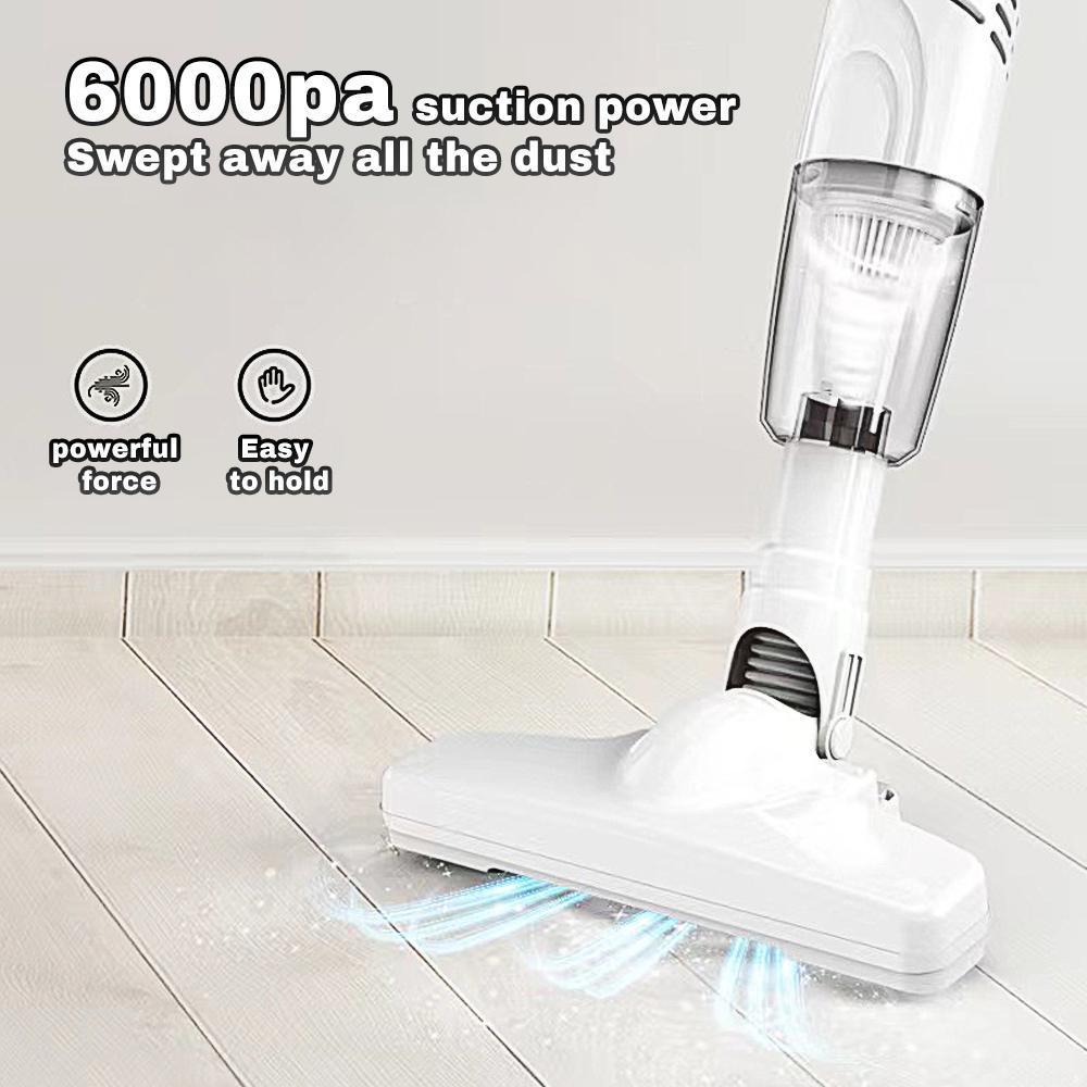Portable Cordless Stick Vacuum Cleaner, 2-in-1 Handheld Design, 6000Pa Powerful Suction, USB Rechargeable for Home, Car, Hair Cleaning#Summervibes