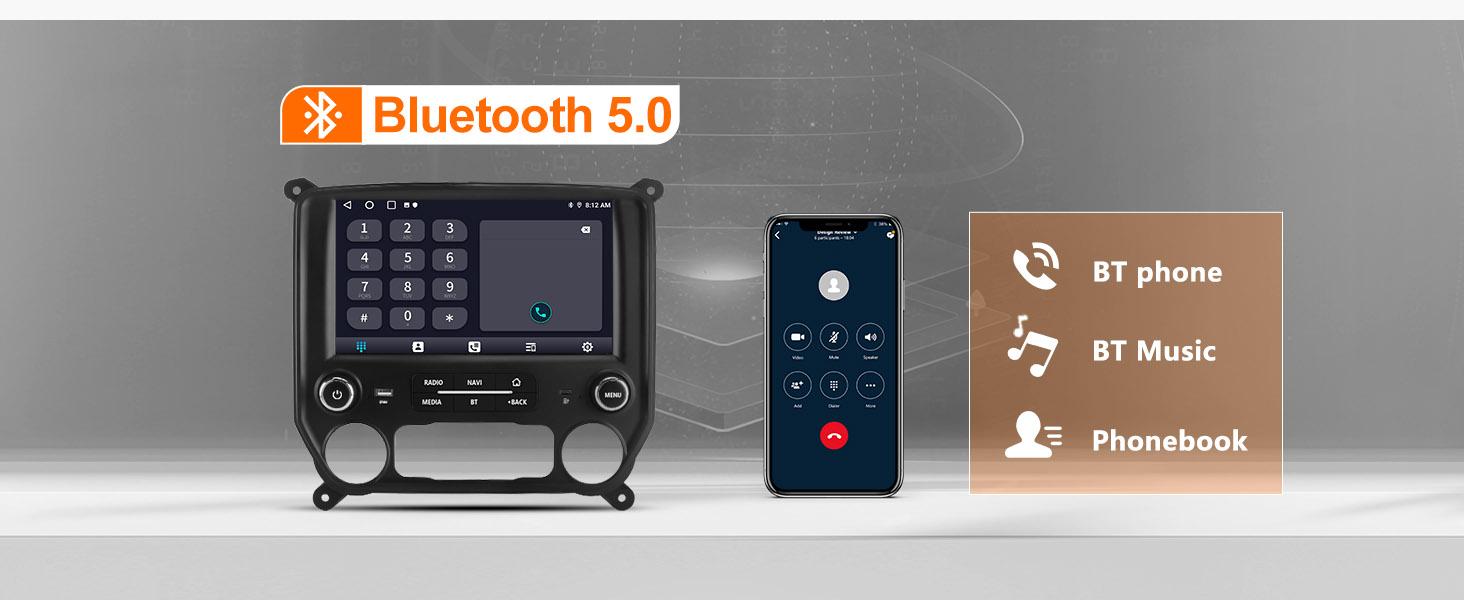 Car Stereo for Chevy Silverado GMC Sierra 2014-2018 touch screen has Android Auto Wireless Carplay, Bluetooth WIFI supports GPS Navigation (With Bose system, you need to purchase an additional fiber optic box! ! !）
