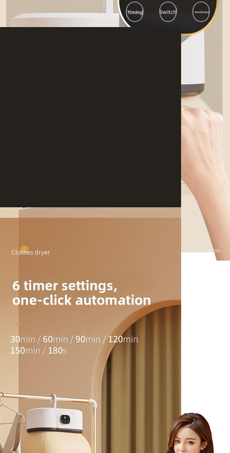 Folding Electric Clothes Dryer, Sterilizer and Dryer, Smart Fast Drying with Timer, Portable and Compact Design for Home, Dorm, Travel, RV Use