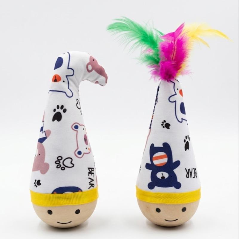 Cat Balancing Toy, Self-Amusement Cat Toy, Energy-Consuming Feathery Stacker Ball, Essential Pet Gear for Kitties