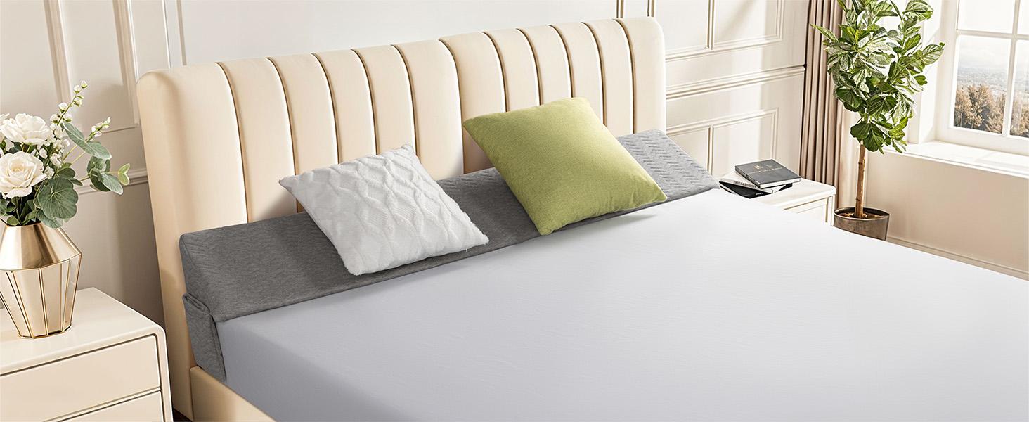 Sonoro Kate Home Bed Wedge Pillow For Headboard, Mattress Gap Filler, Triangle Bloster Pillow Wedge, Stop Pillow Falling Down-Grey/White Sonoro Kate Home Bed Wedge Pillow For Headboard, Mattress Gap Filler, Triangle Bloster Pillow Wedge, Stop Pillow Falling Down-Grey/White