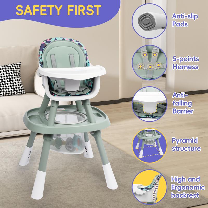 Topwin Adjustable Highchair – Modern Dining Chair with Removable Tray and Safety Harness, Fits Infants to Toddlers, for Mealtime or Playtime