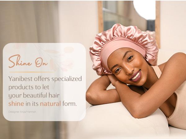 YANIBEST Satin Bathroom Accessory Bonnet for Sleeping Women Double Layer Hair Satin Bonnets with Elastic Band Sleep Cap Curly Natural Hair Shower Caps Green Pink,TikTokShopBlackFriday