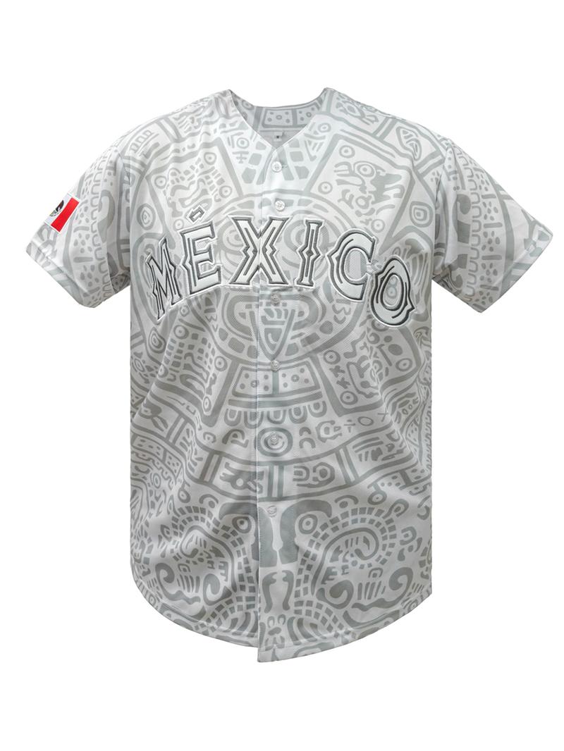 Men's baseball jersey with "MÉXICO" Embroidered with retro Mexican style, loose button cardigan suitable for sports and daily cultural wear, niche trend, Stylish jersey Men's baseball jersey with "MÉXICO" Embroidered with retro Mexican style, loose button cardigan suitable for sports and daily cultural wear, niche trend, Stylish jersey