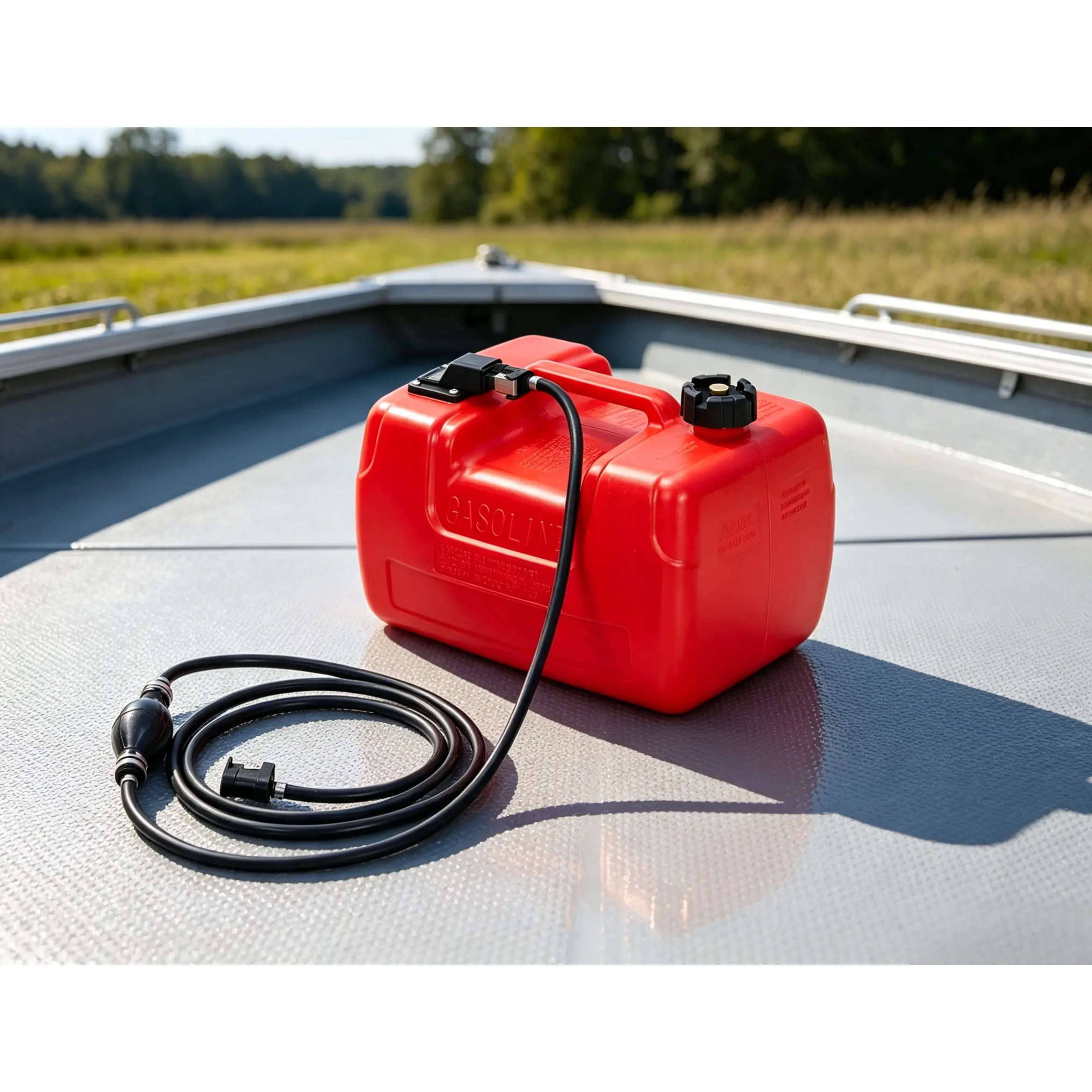 3 Gallon 12L Portable Marine Fuel Tank Outboard Motor Gas Tank with 10FT Fuel Hose Line Hose Kit Built-in Filter Pressure Release Valve Fuel Gauge Indicator Red HDPE
