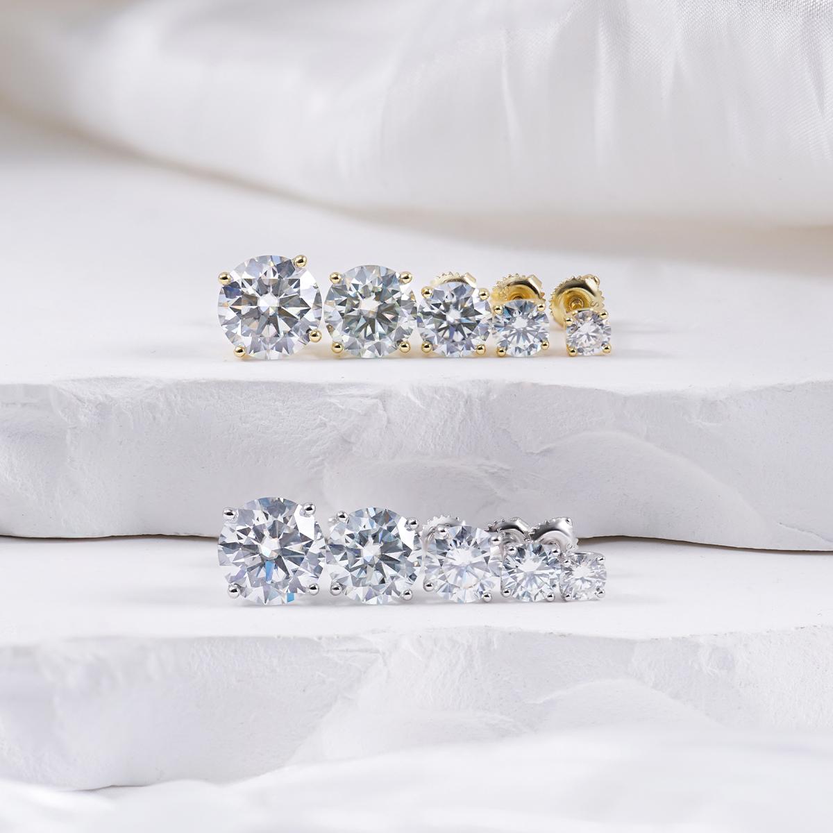 Delzzad S925 Solitaire Four Prong Earrings Butterfly/Screw Back D Color VVS Synthetic Moissanite Stud Earrings Daily Costume Jewelry Accessories Perfect for Any Occasion & Everyday Wear Birthday Anniversary Gift for Women