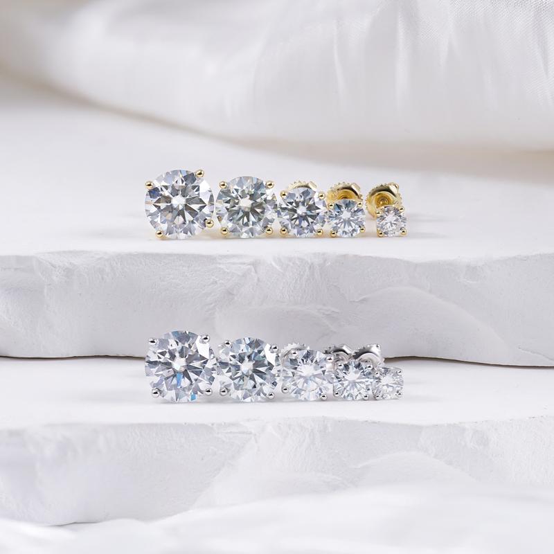 Delzzad S925 Solitaire Four Prong Earrings Butterfly/Screw Back D Color VVS Synthetic Moissanite Stud Earrings Daily Costume Jewelry Accessories Perfect for Any Occasion & Everyday Wear Birthday Anniversary Gift for Women