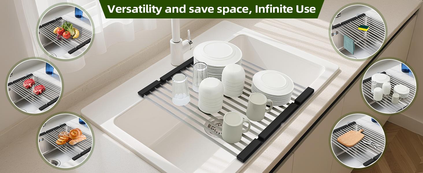 Roll Up Dish Drying Rack Over The Sink Drying Rack Stainless Sink Drying Rack Dishes Drying Mat Foldable Dish Drainer Rack Sink Organizer Accessories Roll Up Dish Drying Rack Over The Sink Drying Rack Stainless Sink Drying Rack Dishes Drying Mat Foldable Dish Drainer Rack Sink Organizer Accessories