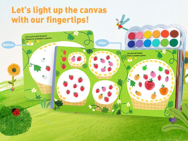 Jar Melo Fingerprint Handprint Coloring Book for Kids,Finger Painting Activity Book Craft Kit Art Learning Fun Doodle Toy Artistic Expression Ink Pads Easter Gifts