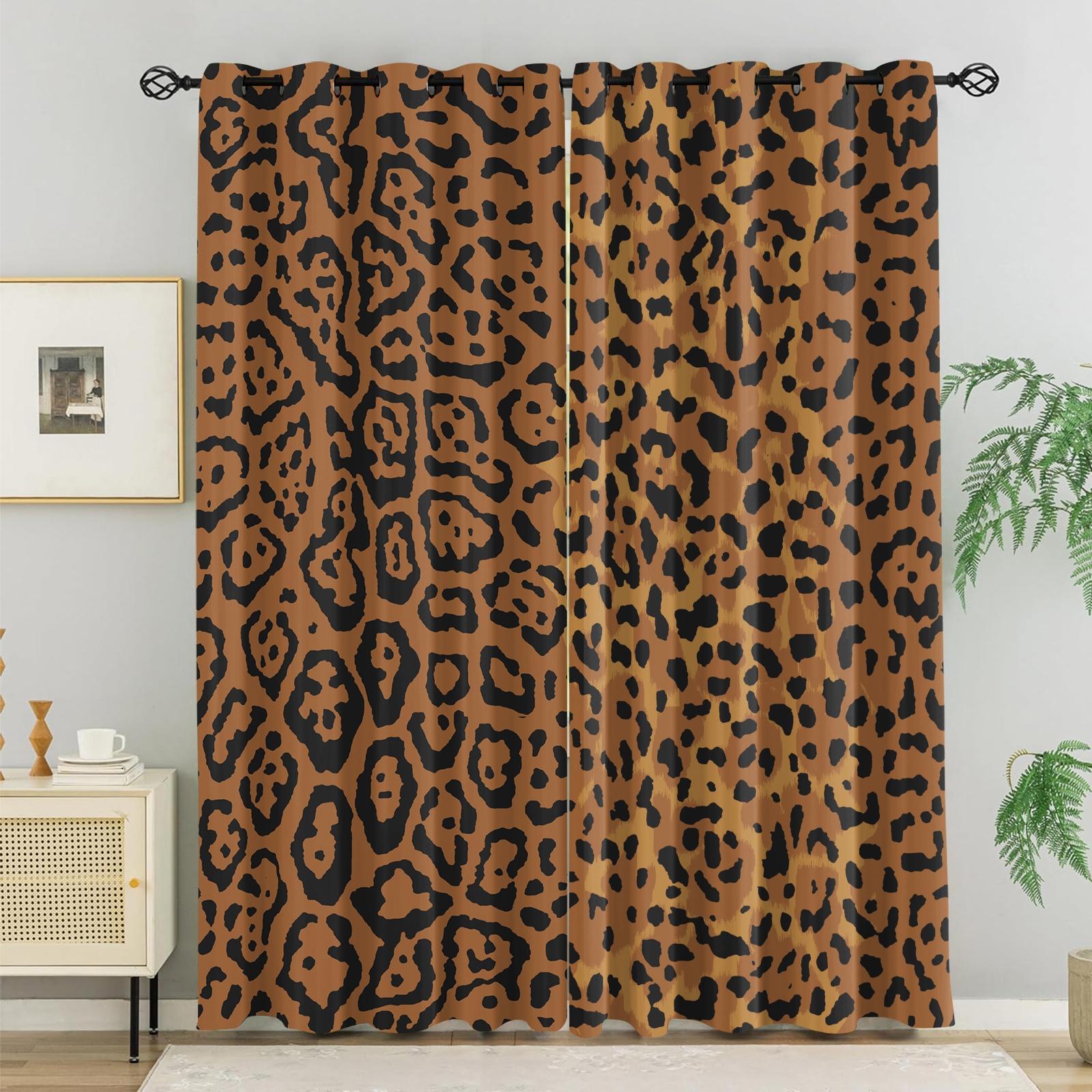 2Pcs Gradient Colorful Leopard Print Curtains, Fashion Atmosphere Design, Breathable Shading Fade Resistant, Perfect for Youth Home Bedroom