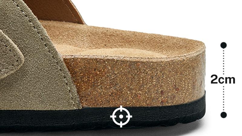 Trary Men Genuine Leather Round Toe Cork Footbed Clogs Potato Shoes with Arch Support Adjustable Buckle Clogs Non-Slip Slippers Retro Fashion Walking Shoes