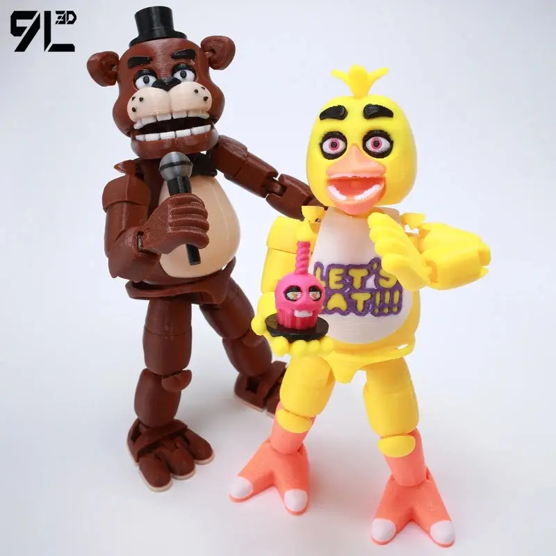 9L3D Printed Chica Lucky Titan13 Five Night Security Breach FNAF Action Figures Bear Midnight Harem Movable Joint Detachable Toy