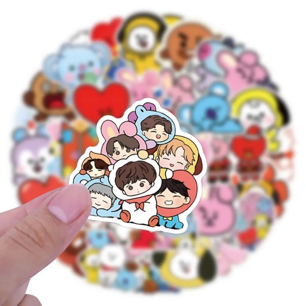 New BT21 koya RJ Shooky Mang Chimmy Cooky 55 Stickers High Color Value Cartoon Printed Phone Case Desktop Waterproof Decoration
