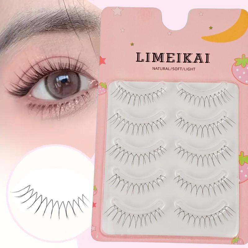 5 Pairs U-Shape 12 Columns Korean Thin False Lashes, Cosmetic, Transparent and Stunning Look, Lightweight Design for Natural Beauty Enhancement