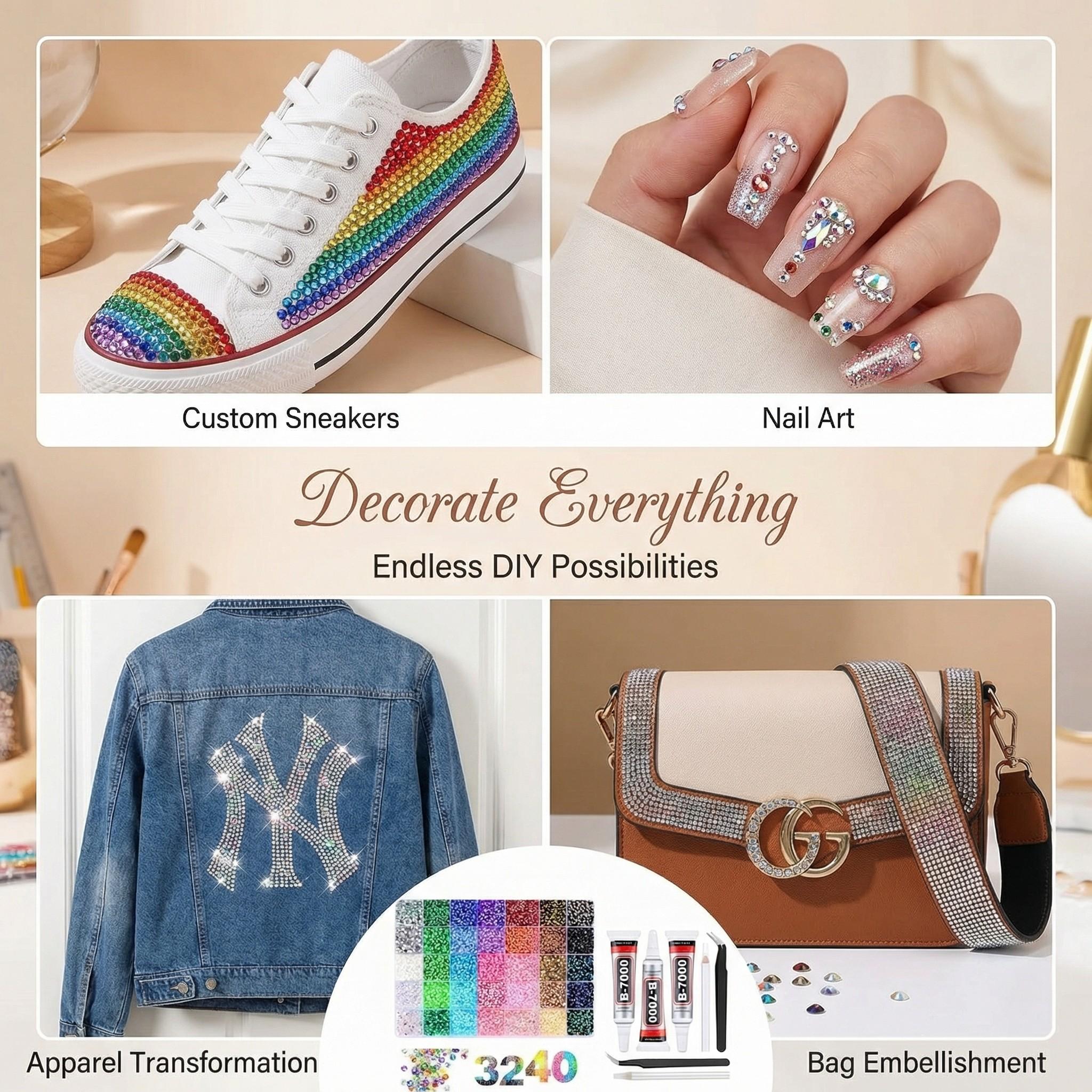 32000Pcs Jelly Rhinestones for Bedazzling Kit, 40-Color 3mm Flatback Resin Gems, DIY Nail Art Craft S