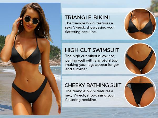 Aqua Eve Women Two Piece Bikini High Cut Swimsuit Triangle Bathing Suit Sexy Bikini Set Aqua Eve Women Two Piece Bikini High Cut Swimsuit Triangle Bathing Suit Sexy Bikini Set