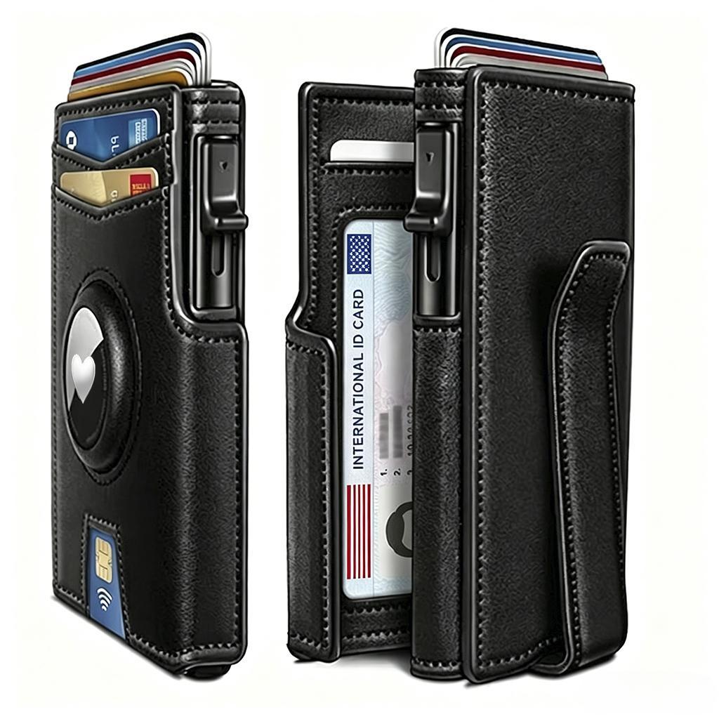 Men Slim Bifold Genuine Leather Wallet, RFID Blocking Anti-Theft Purse with Card Slots Bill Pocket ID Window, Minimalist Black Casual Daily Wallet, Perfect Gift for Father's Day Thanksgiving