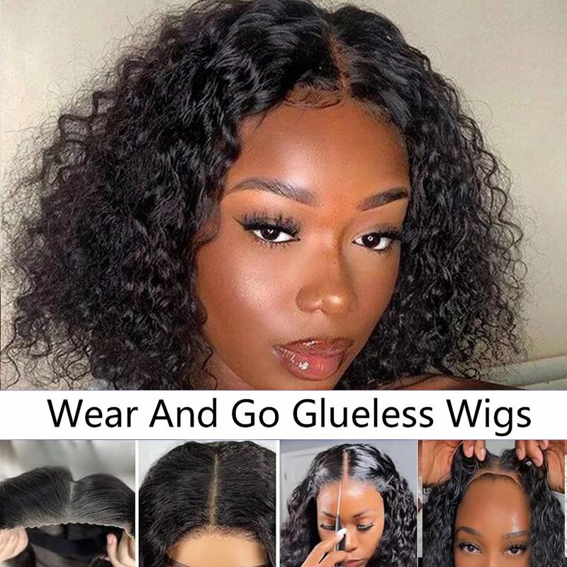 [Glueless Wig]  Human Hair Pre Plucked Pre Cut Water Wave Bob Wig Human Hair Lace Front Wigs for Beginners No Glue  6x4 Pre-Cut Short Glueless for Black Women Human Hair