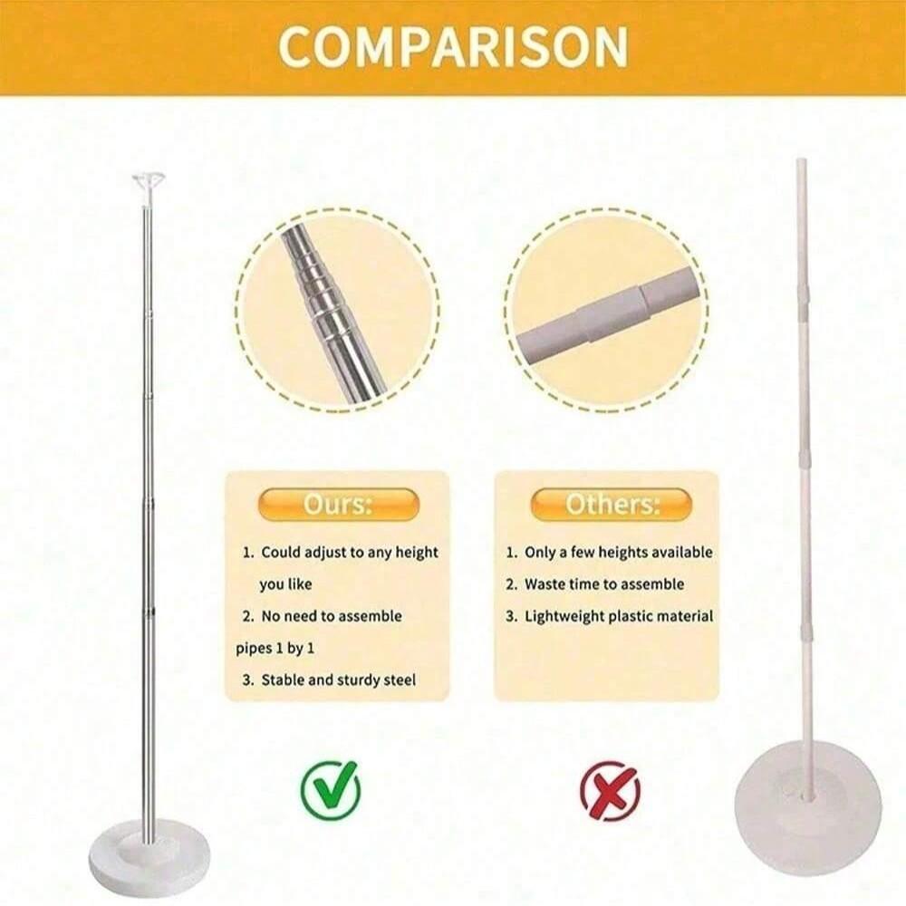 1/2/4 Set Balloon Column Stand Kit For Floor Set Balloon Arch Stands, Height Adjustable Balloon Tower Pillar With Bases Reusable Metal Telescopic Design For Graduation, Wedding, BabyShower, Birthday Party Decoration