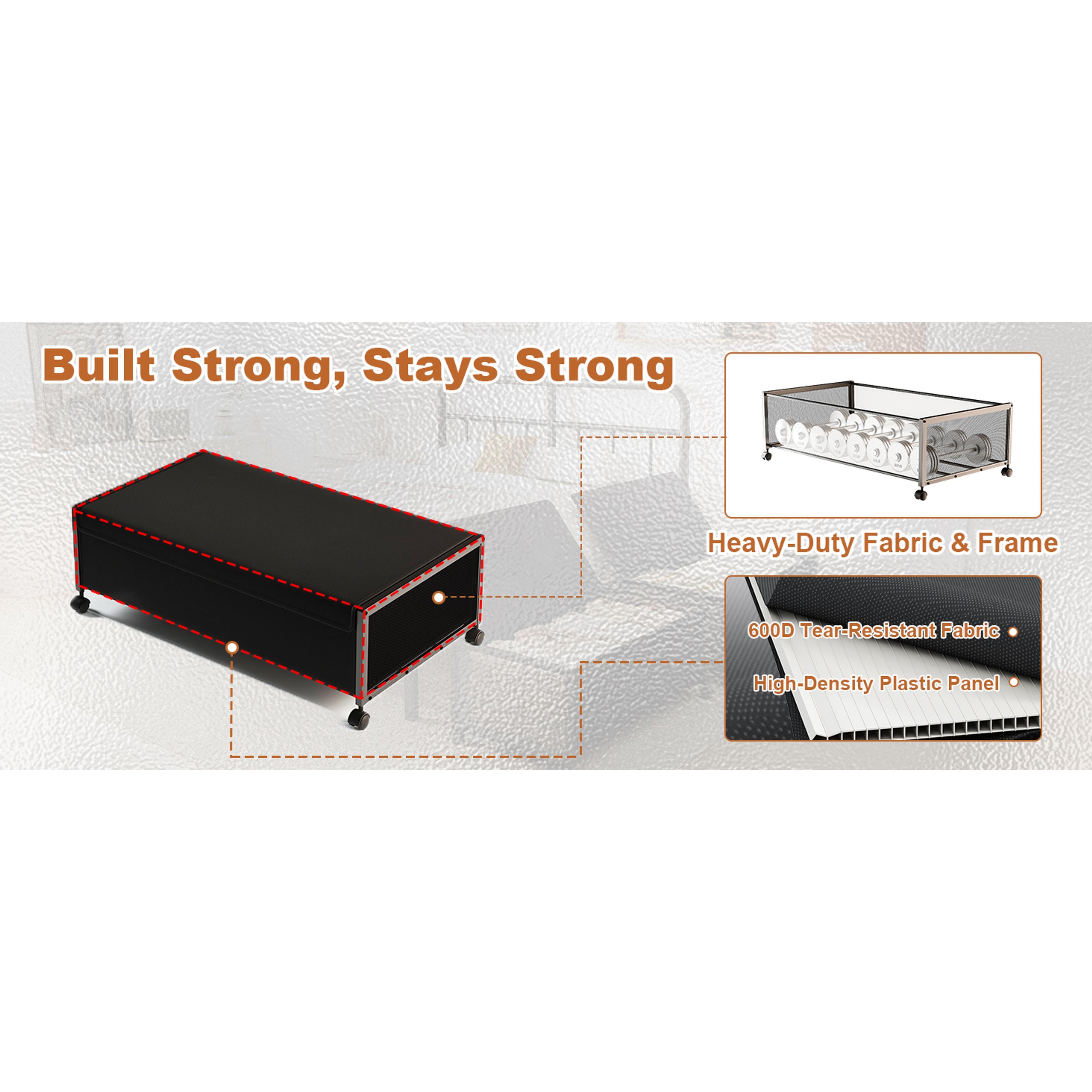 2 Pack Under the Bed Storage Containers,10 inch Height Under Bed Shoe Storage,31inch Long Underbed Storage with Wheels,Large Rolling under bed Clothes Storage Drawers with Lid for Dorm Tall ,Black